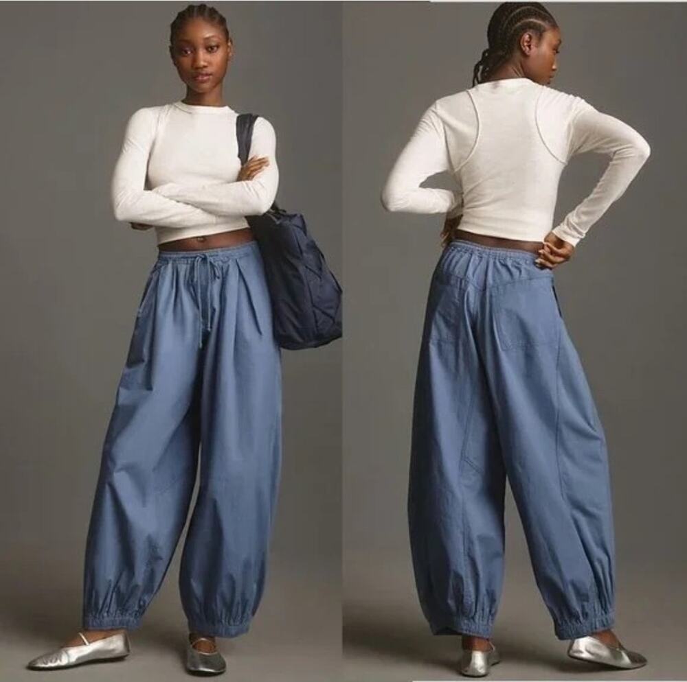 Anthropologie The Mossa Balloon Pants Large Slate Blue Boho Hippie Baggy Artsy